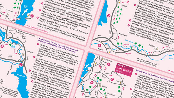 Closeup of the Lake District Cyclists Lap Map