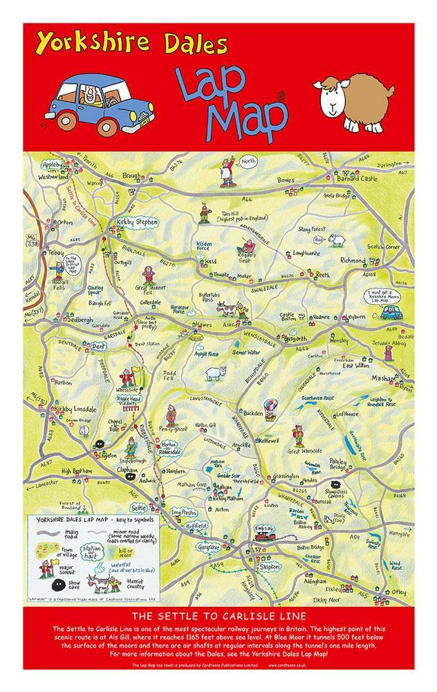 Yorkshire Dales Lap Map Tea Towel | Cardtoons Publications