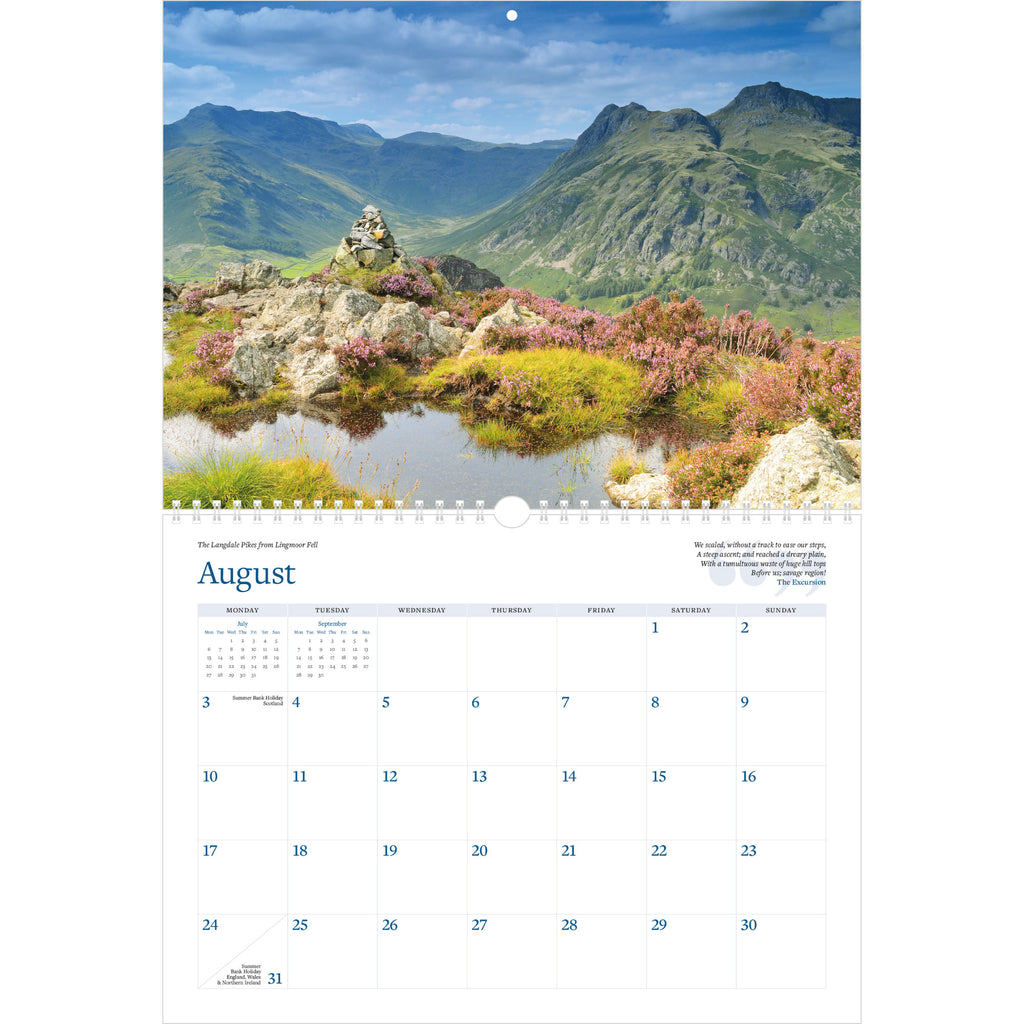 2026 Wordsworth's Lake District Calendar – August