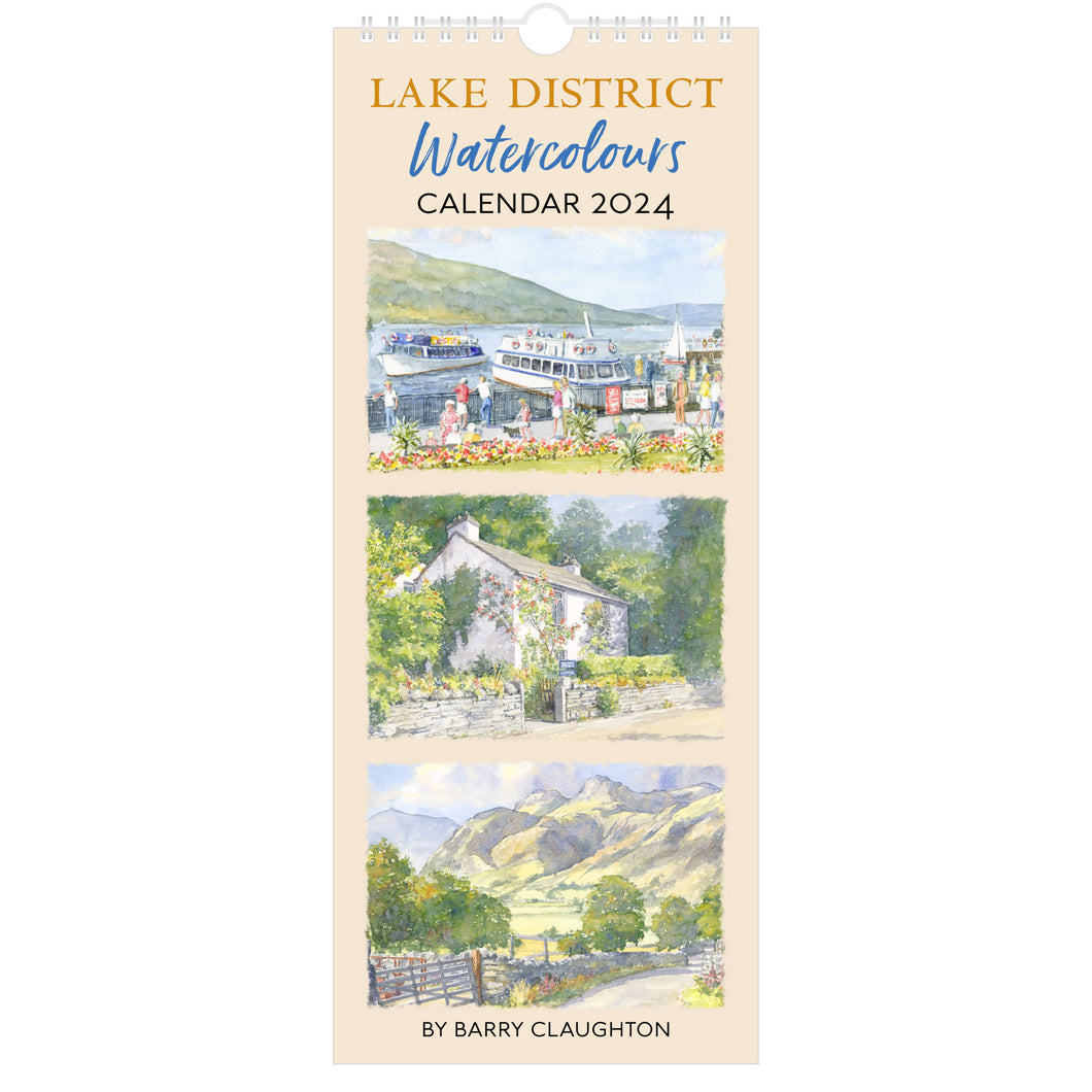 Lake District Watercolours Slimline Calendar 2024 - cover