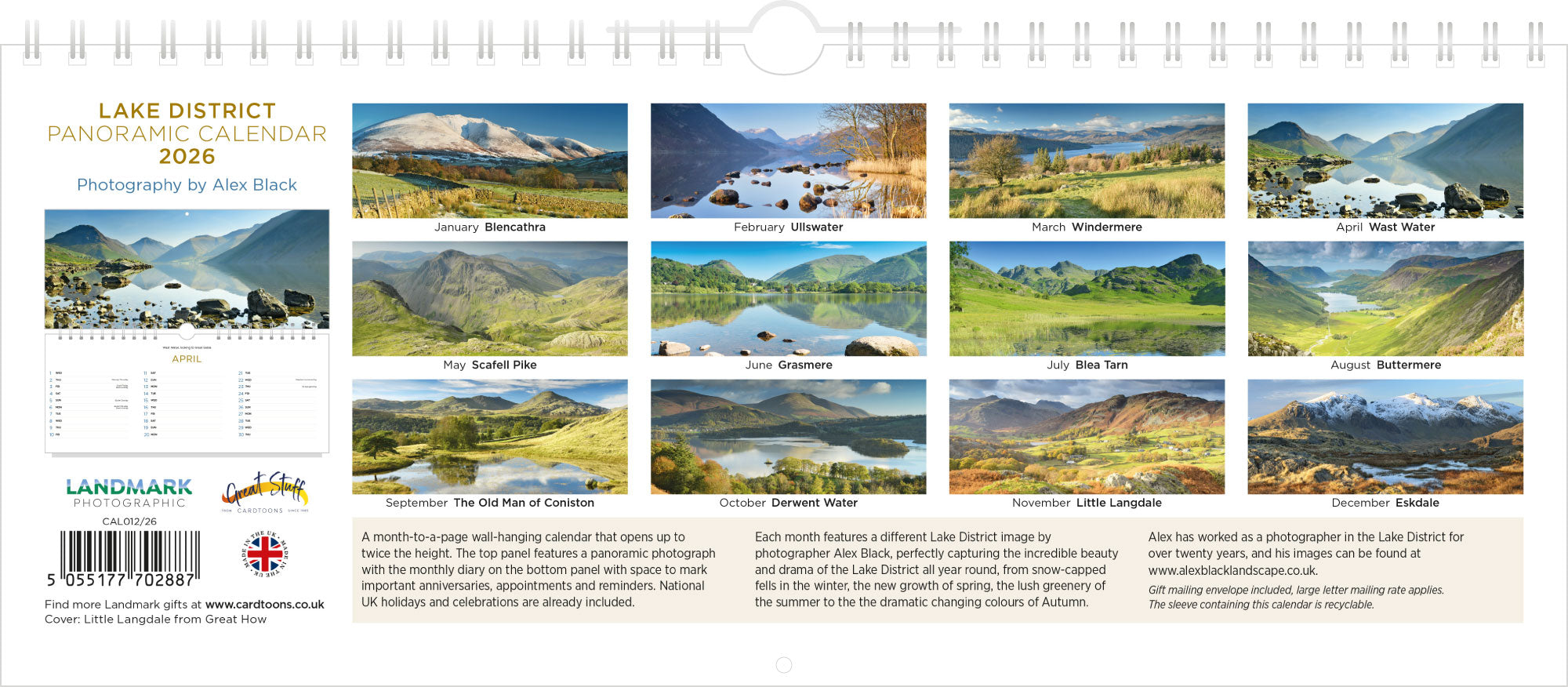 2026 Lake District Panoramic Calendar – Back Cover