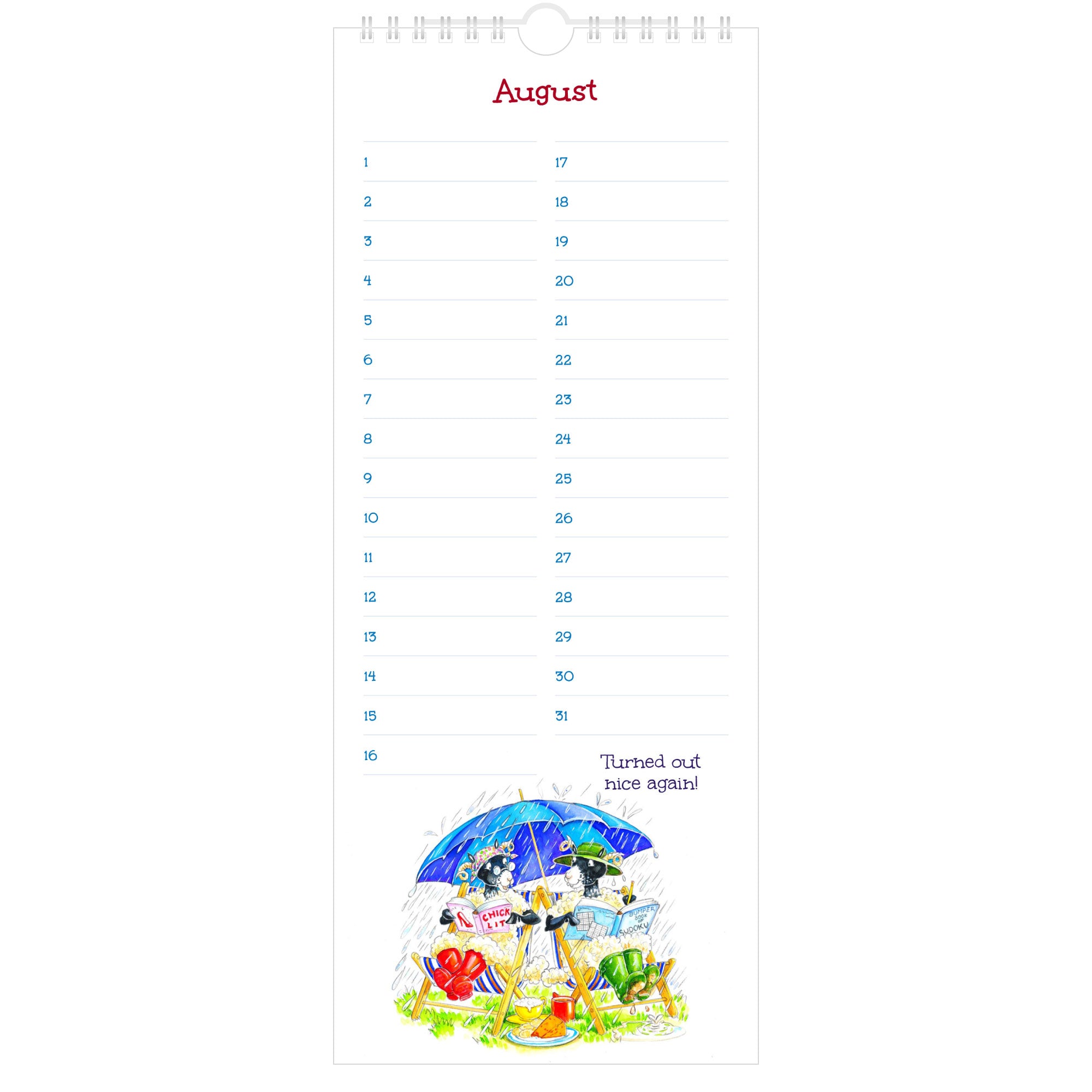 Country Comicals Perpetual Calendar - August
