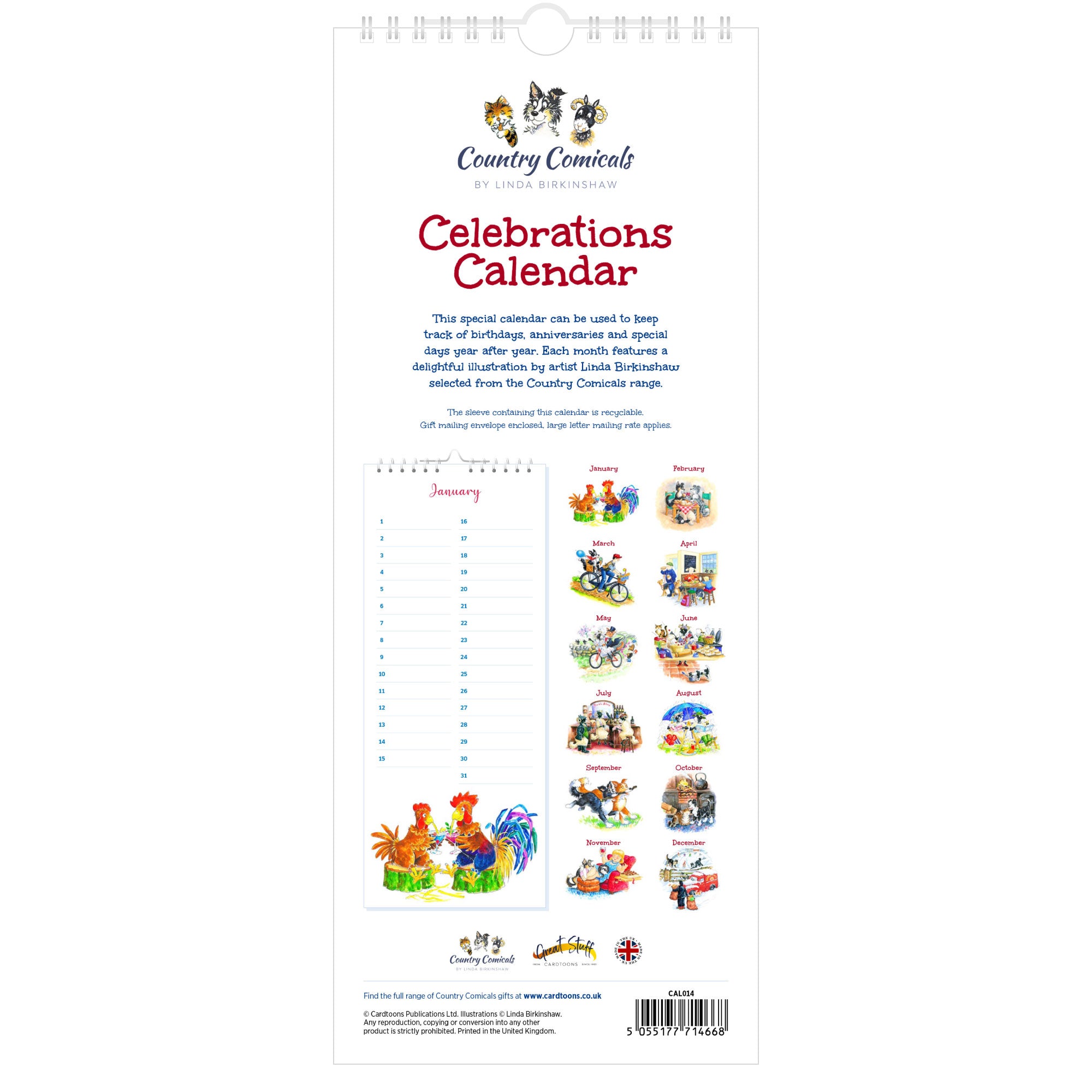 Country Comicals Perpetual Calendar - back cover
