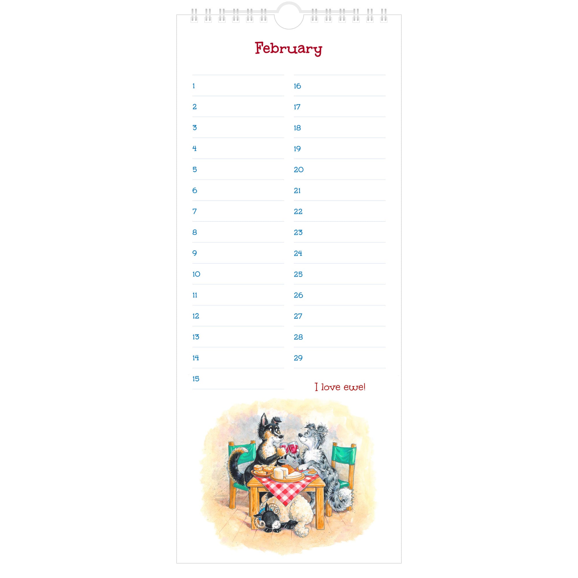 Country Comicals Perpetual Calendar - February