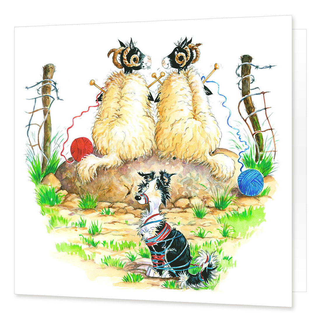 Country Comicals "All Wound Up" Greetings Card by Linda Birkinshaw