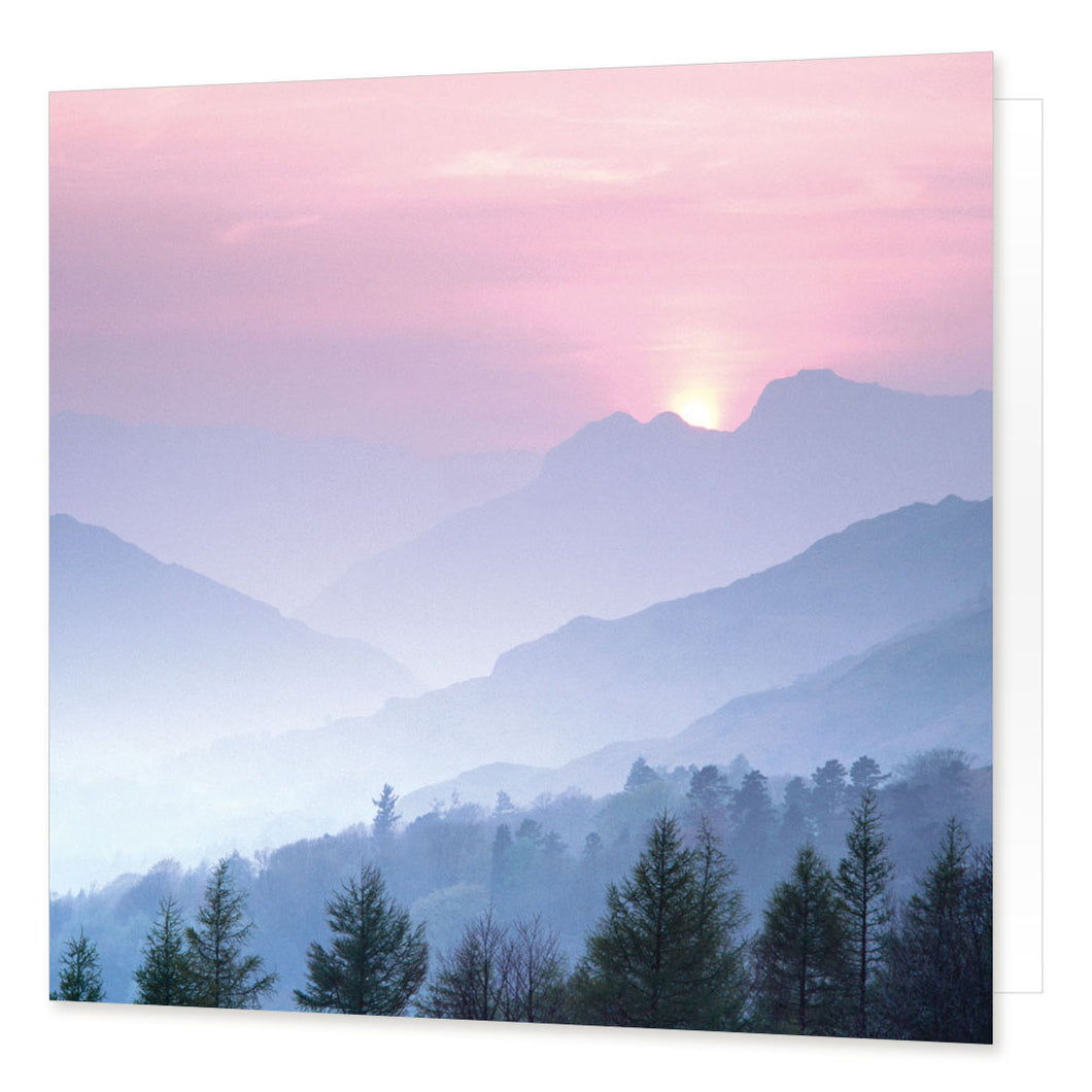 Langdale Sunset greetings card from the Landmark Photographic range by Cardtoons