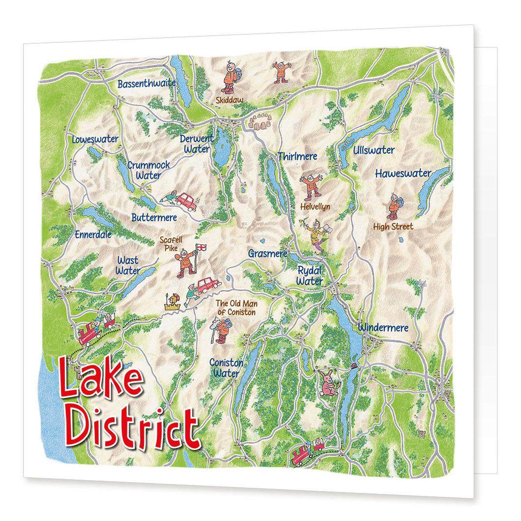 Lake District Lap Map Greetings Card