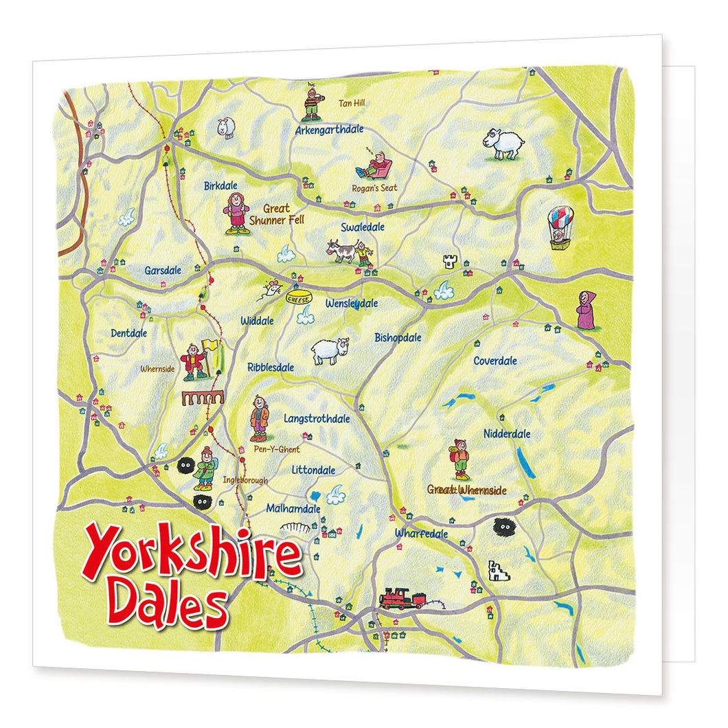 Yorkshire Dales Lap Map Greetings Card