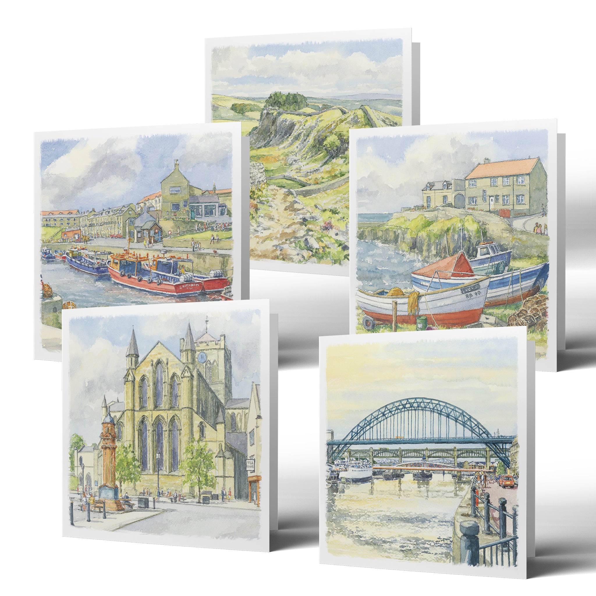 Northumbria Watercolours Greetings Cards - Mixed Pack of 10