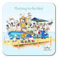 Country Comicals"Flocking to the lake" Coaster by Linda Birkinshaw
