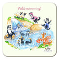 Country Comicals"Wild swimming" Coaster by Linda Birkinshaw
