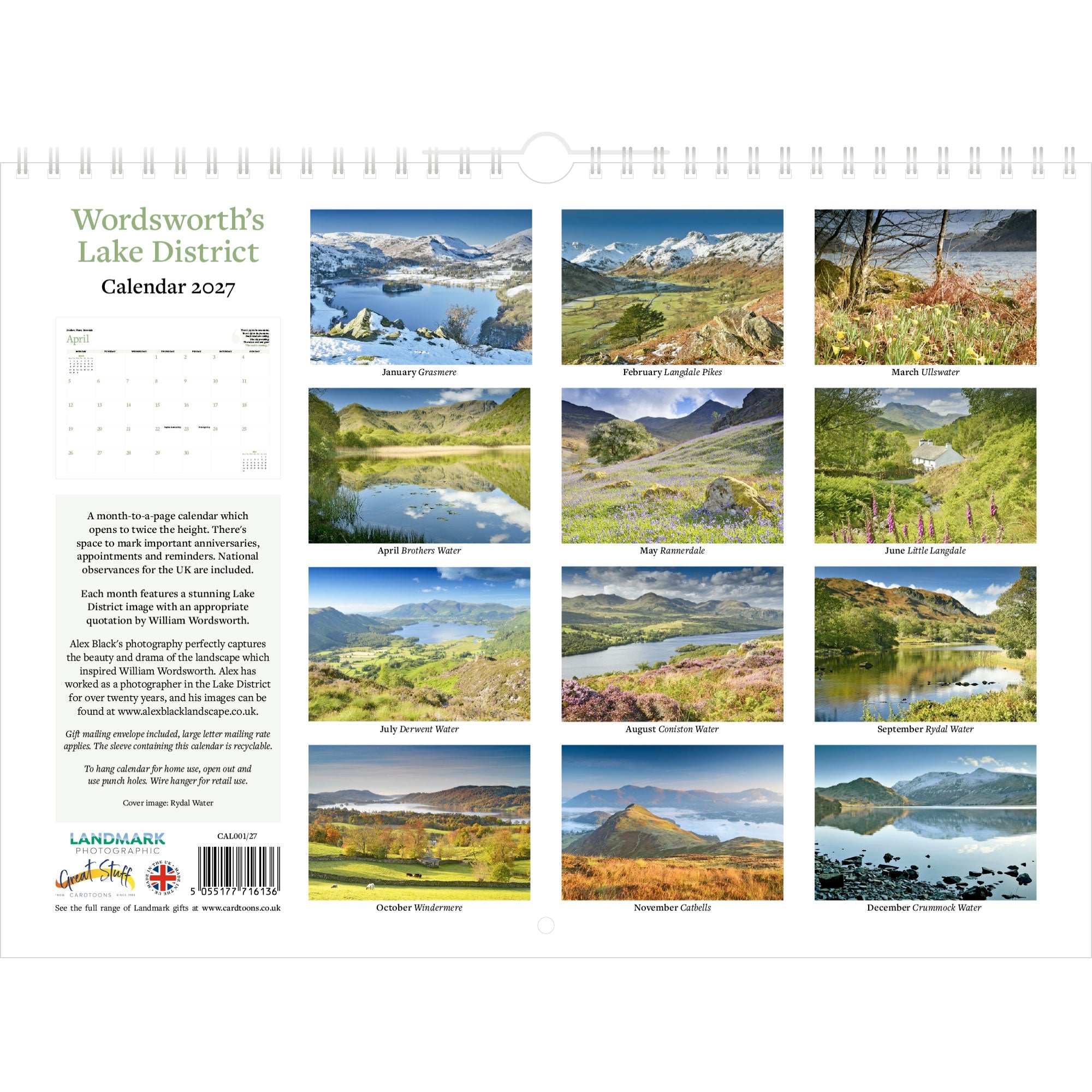 Wordsworth's Lake District Calendar 2027 - Back Cover