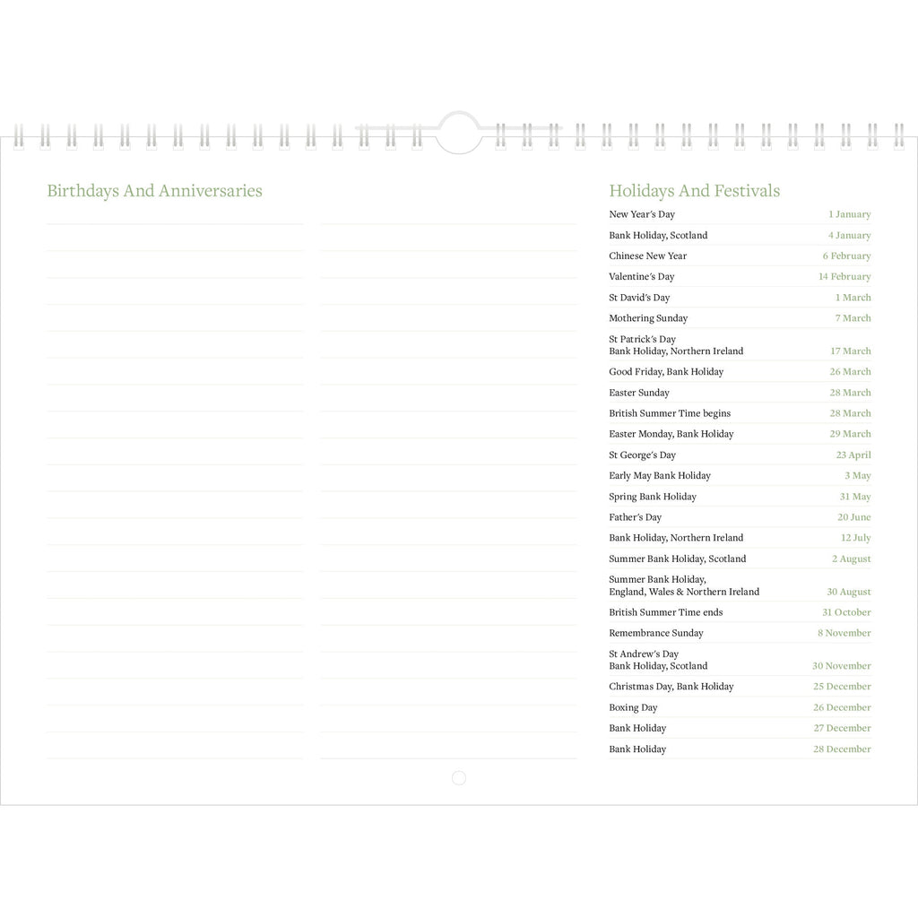 Wordsworth's Lake District Calendar 2027 - Birthdays & Anniversaries Page
