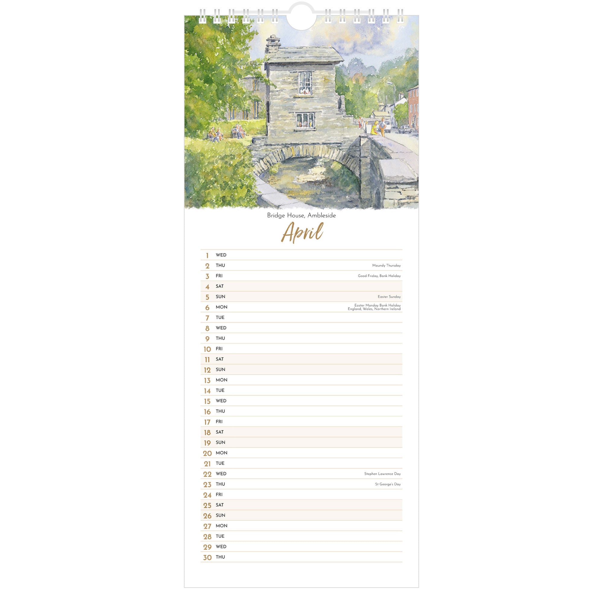 2026 Lake District Watercolours Calendar – April