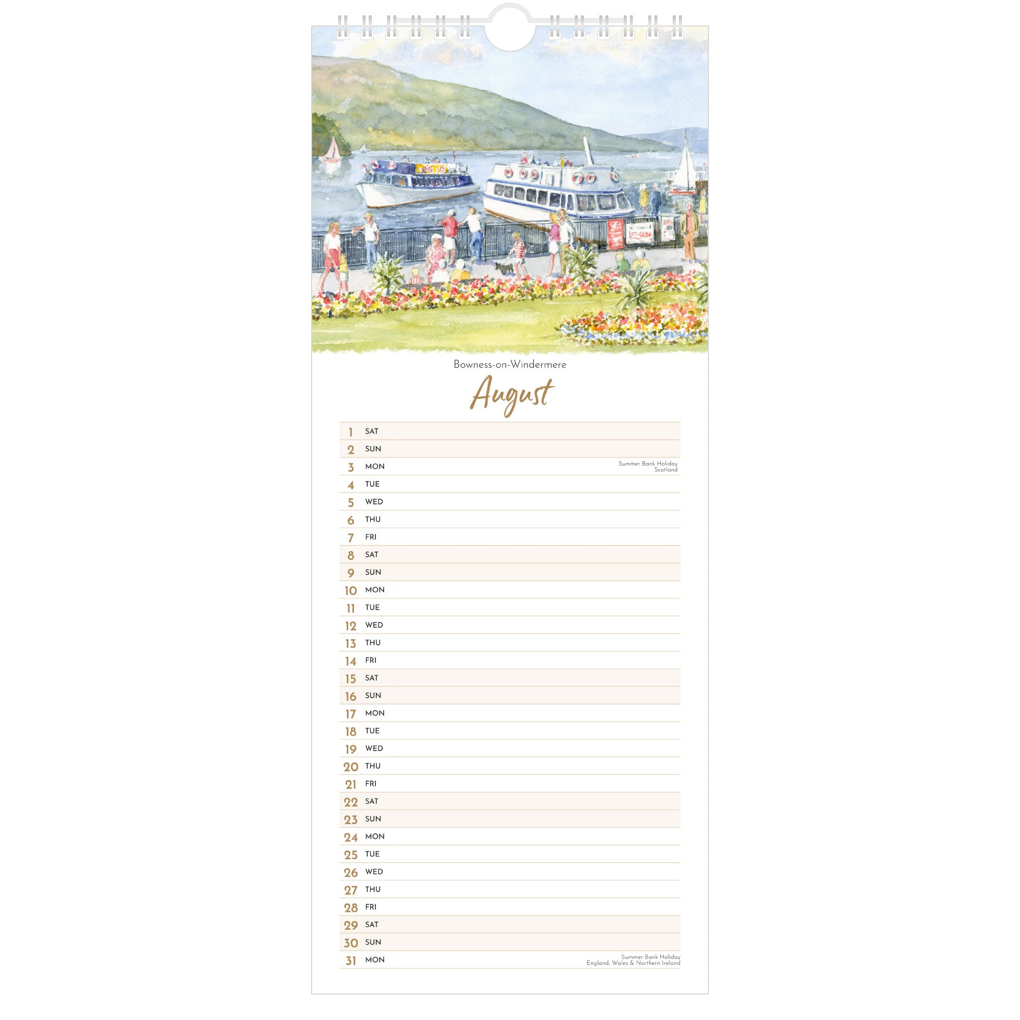 2026 Lake District Watercolours Calendar – August