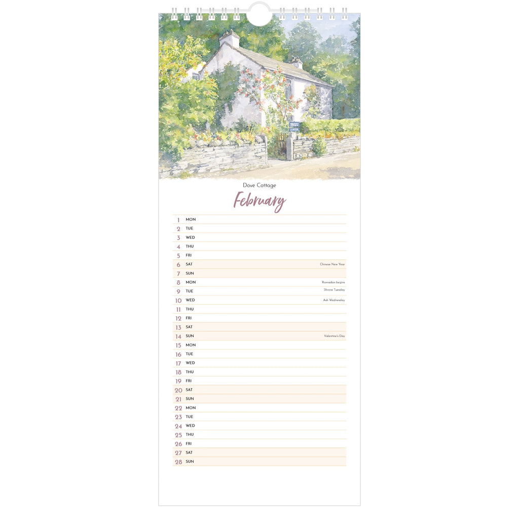Lake District Watercolours Calendar 2027 - February (Dove Cottage)
