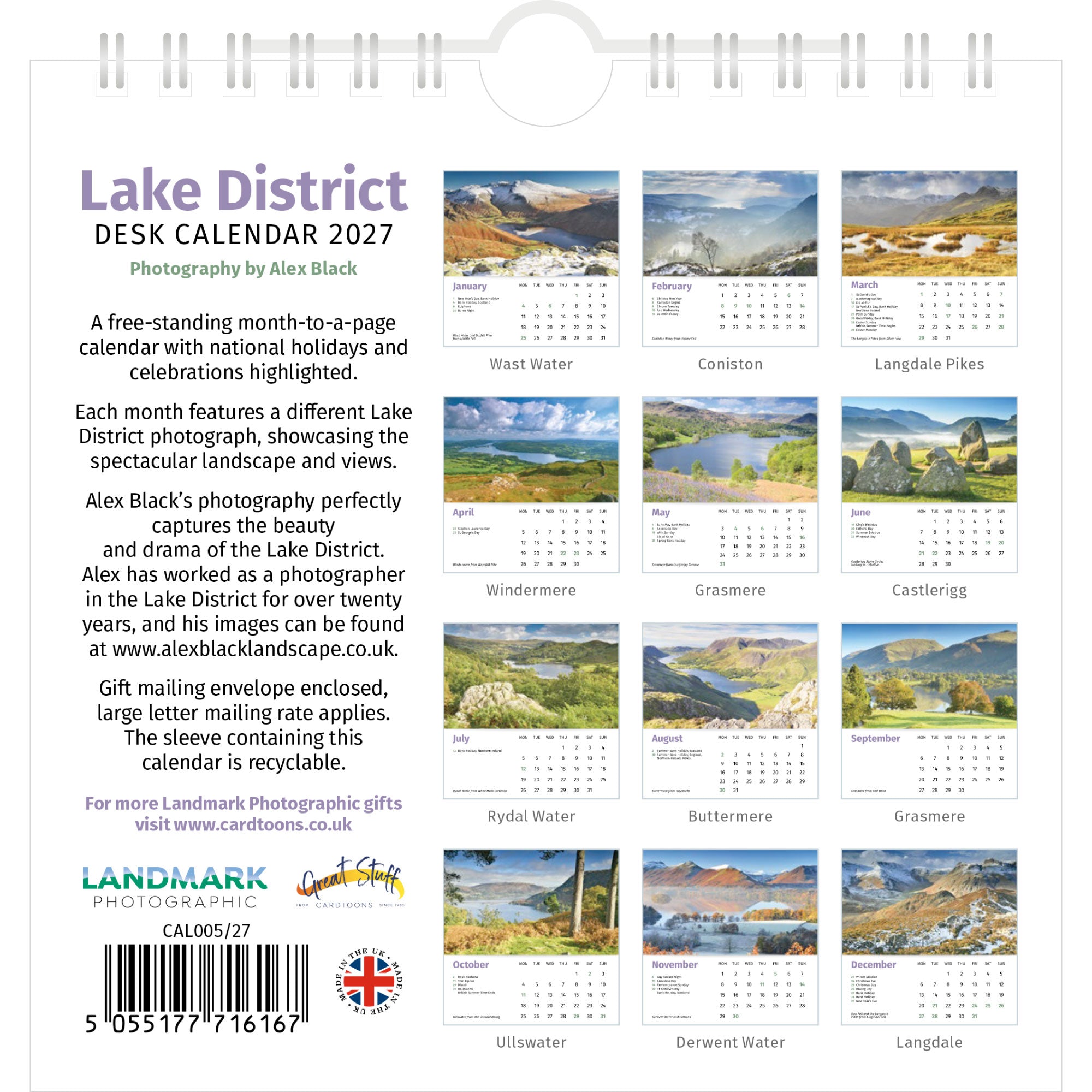 Lake District Desk Calendar 2027 - Back Cover