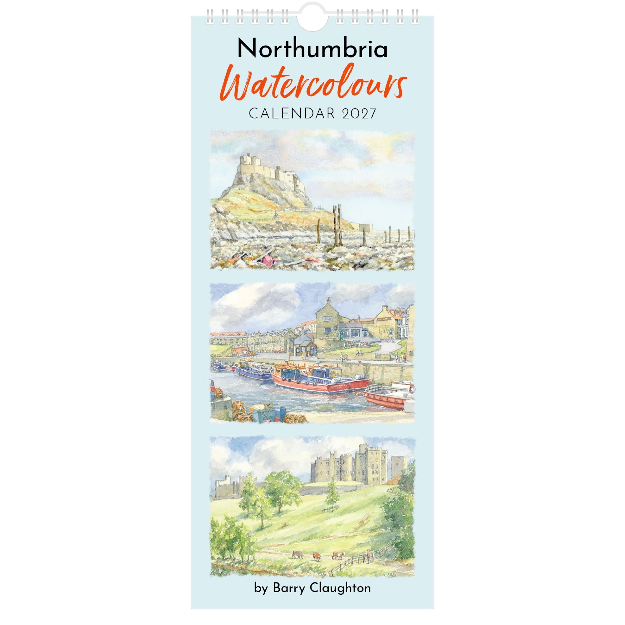 Northumbria Watercolours Slimline Calendar 2027 - Front Cover