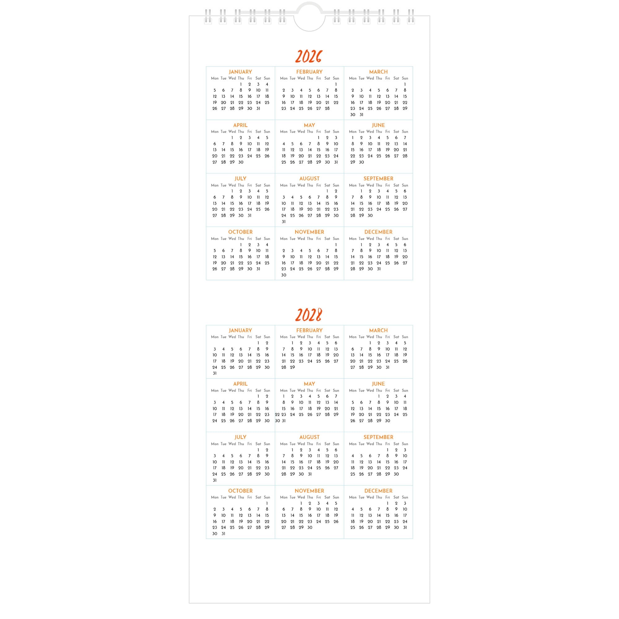 Northumbria Watercolours Slimline Calendar 2027 - Quickview Page