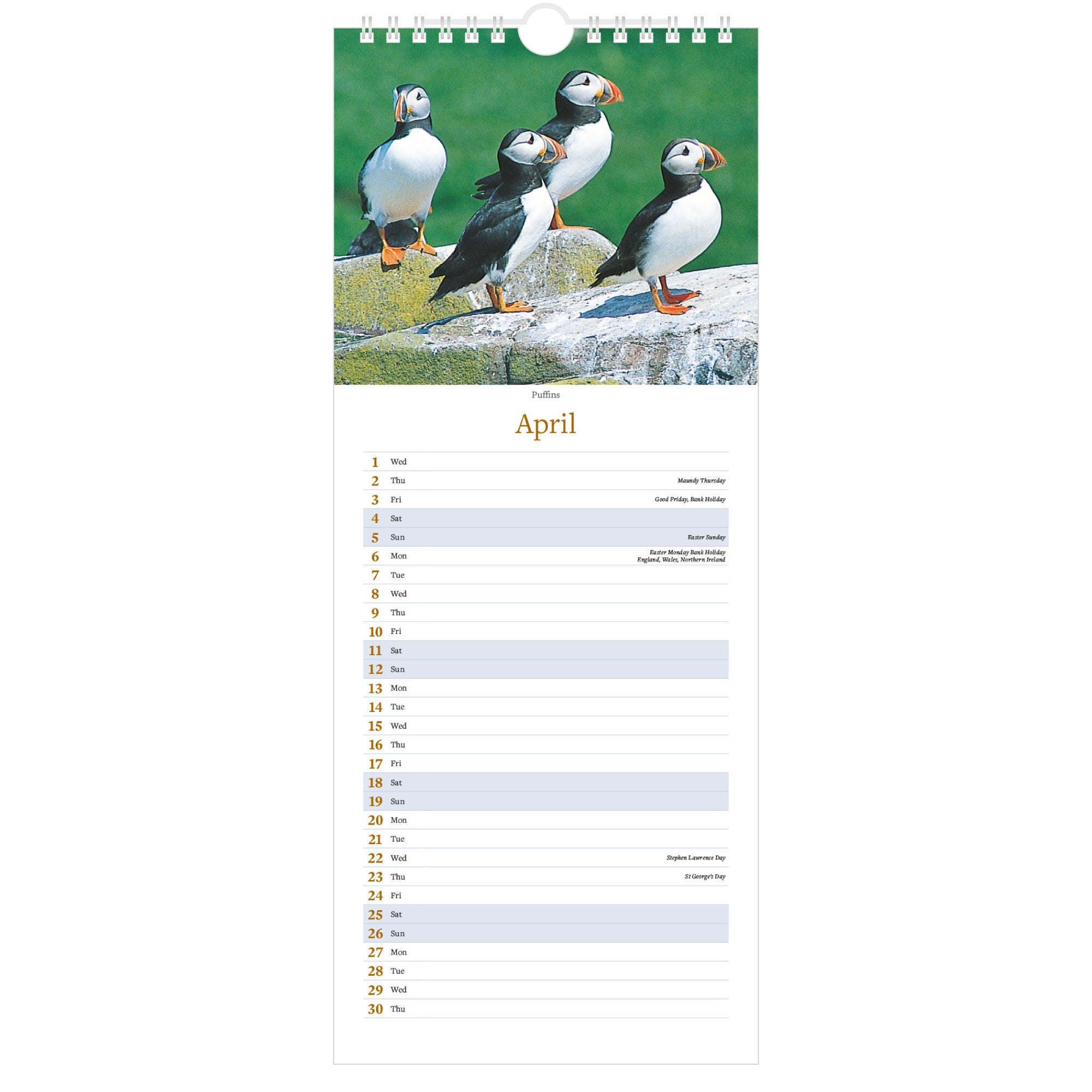 2026 Northumberland Slimline Calendar – April