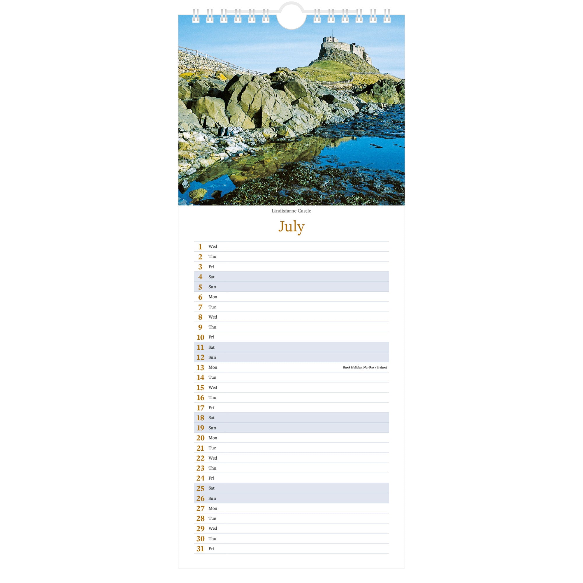 2026 Northumberland Slimline Calendar – July