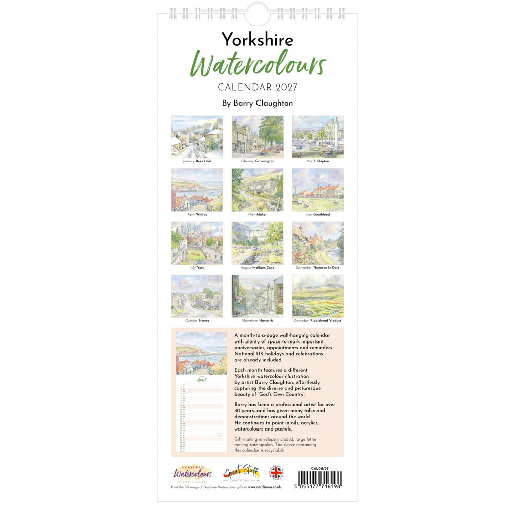 Yorkshire Watercolours Slimline 2027 - Back Cover