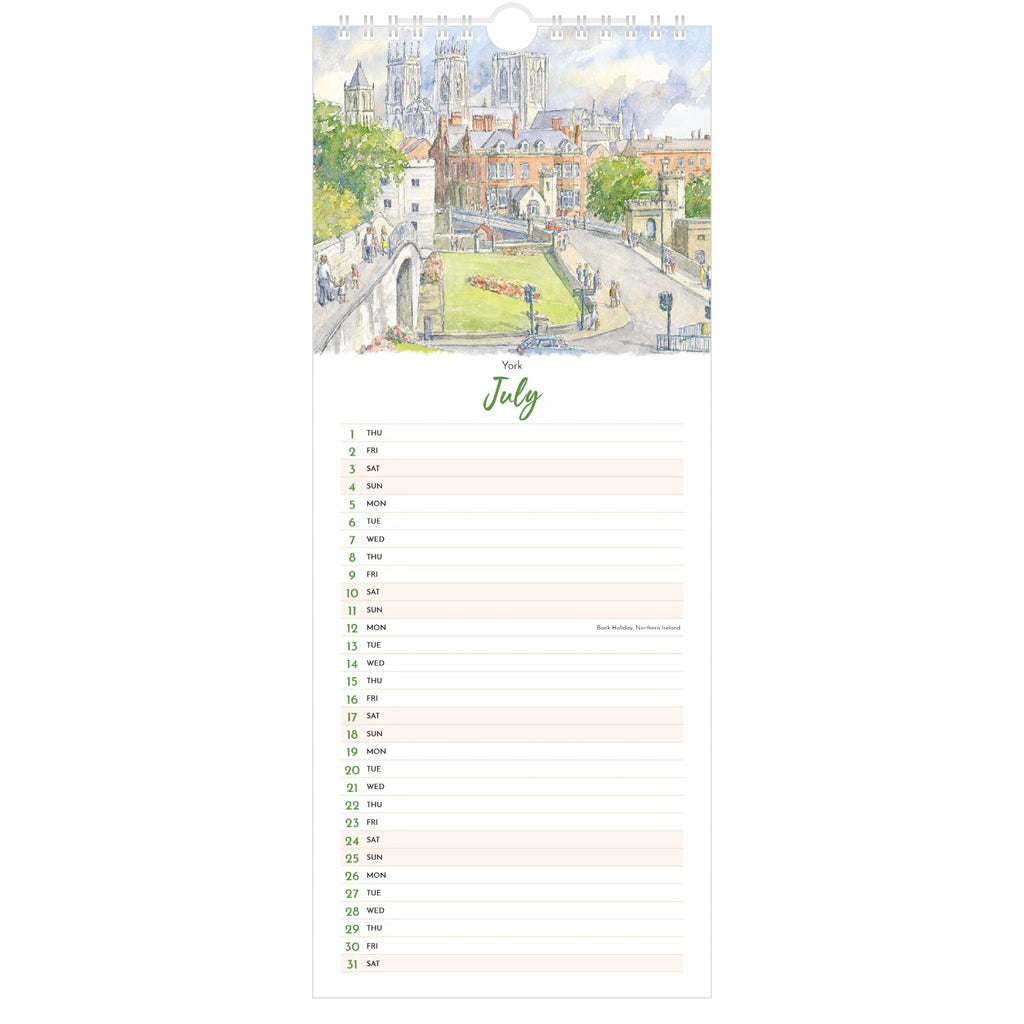 Yorkshire Watercolours Slimline 2027 - July (York)