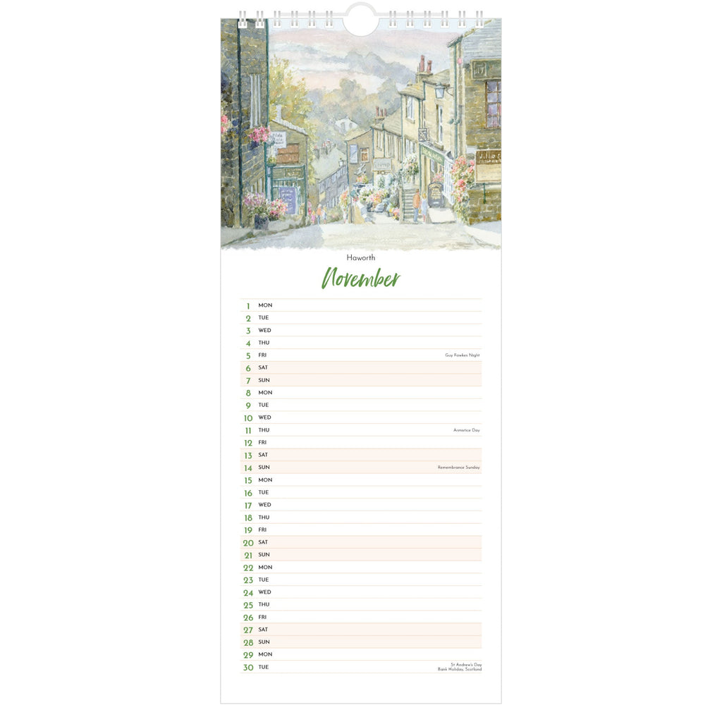 Yorkshire Watercolours Slimline 2027 - November (Haworth)