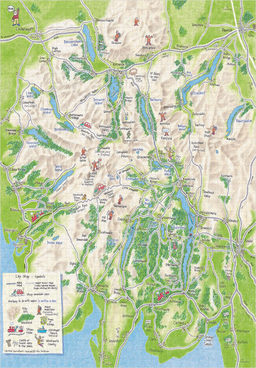 Lake District Lap Map 1,000 Jigsaw Puzzle - jigsaw