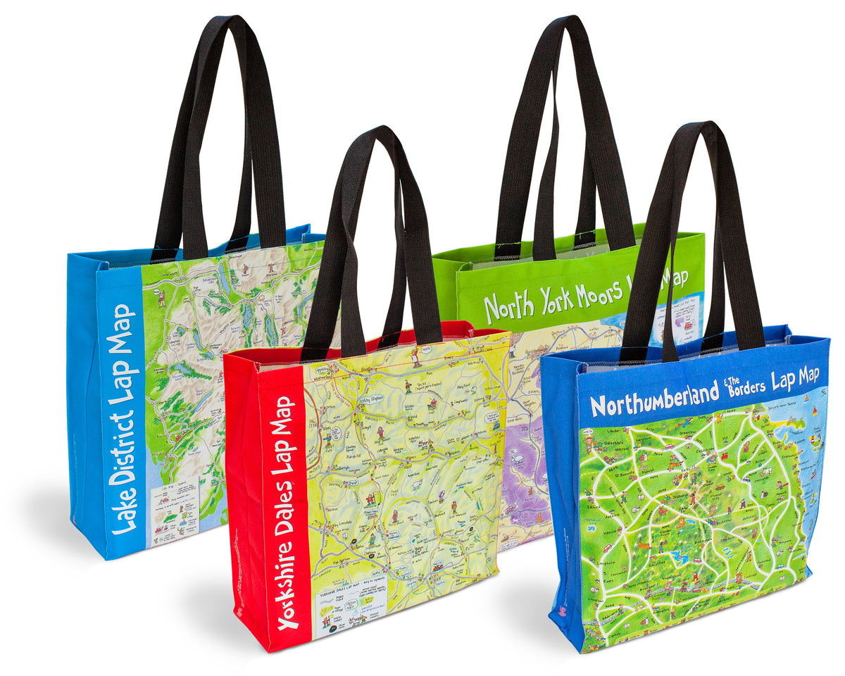 Lap Map Tote Bags - Premium Quality 100% Cotton Bags