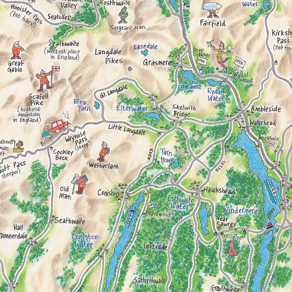 Lake District Visitors Lap Map closeup of map