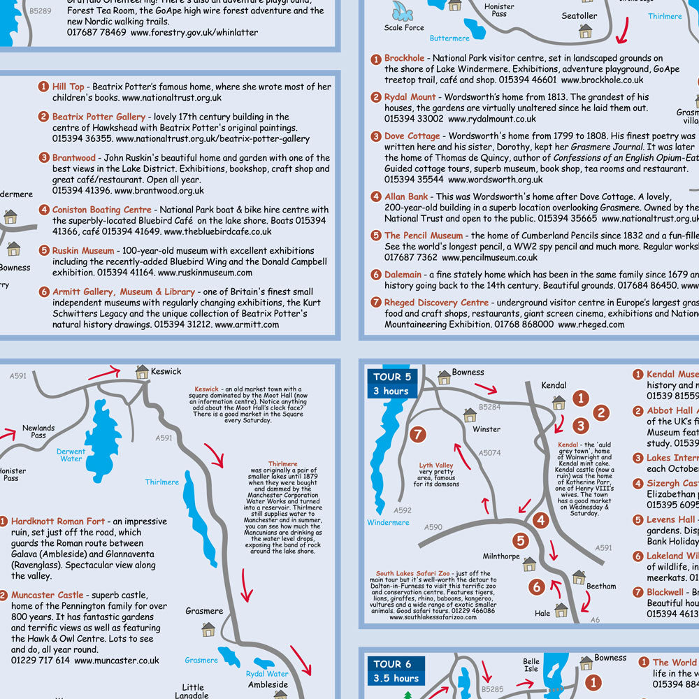 Lake District Visitors Lap Map closeup of inner panel