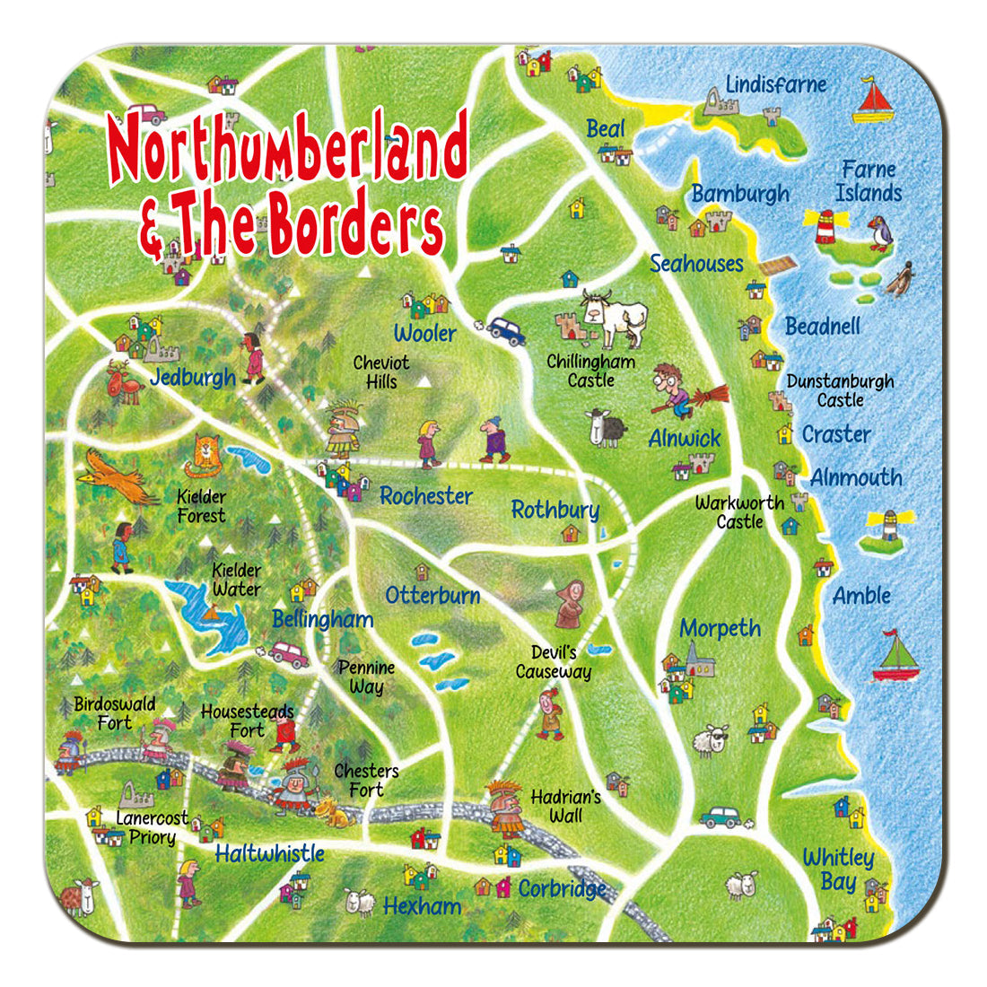 North York Moors lap map coaster by Cardtoons Publications