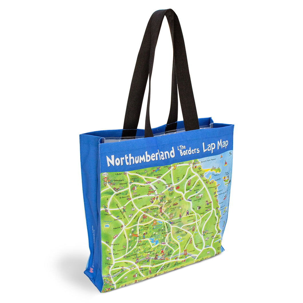 Northumberland Lap Map Cotton Tote Bag