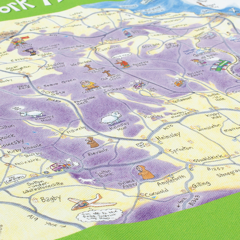 North York Moors Lap Map Cotton Tote Bag closeup
