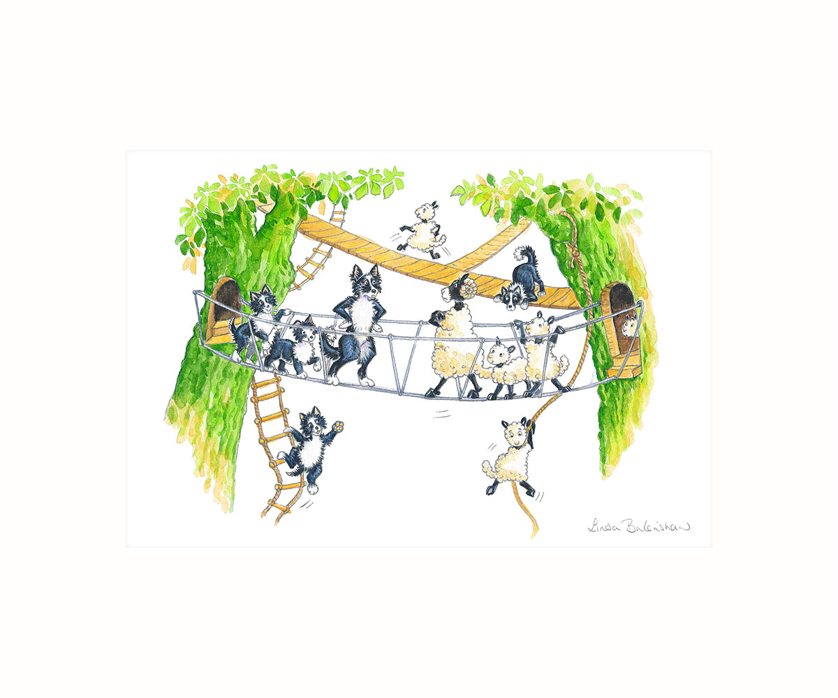 Country Comicals - "Barking up the Wrong Tree!" Art Print