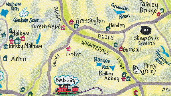 Part of the Yorkshire Dales Visitors Lap Map map artwork