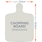 Chopping Board dimensions: 17.4cm wide by 23.6cm high