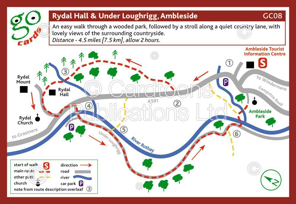 Rydal Hall and Under Loughrigg, Ambleside Walk | Cardtoons Publications