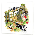 Country Comicals "In, Over, Through, Off" Greetings Card by Linda Birkinshaw