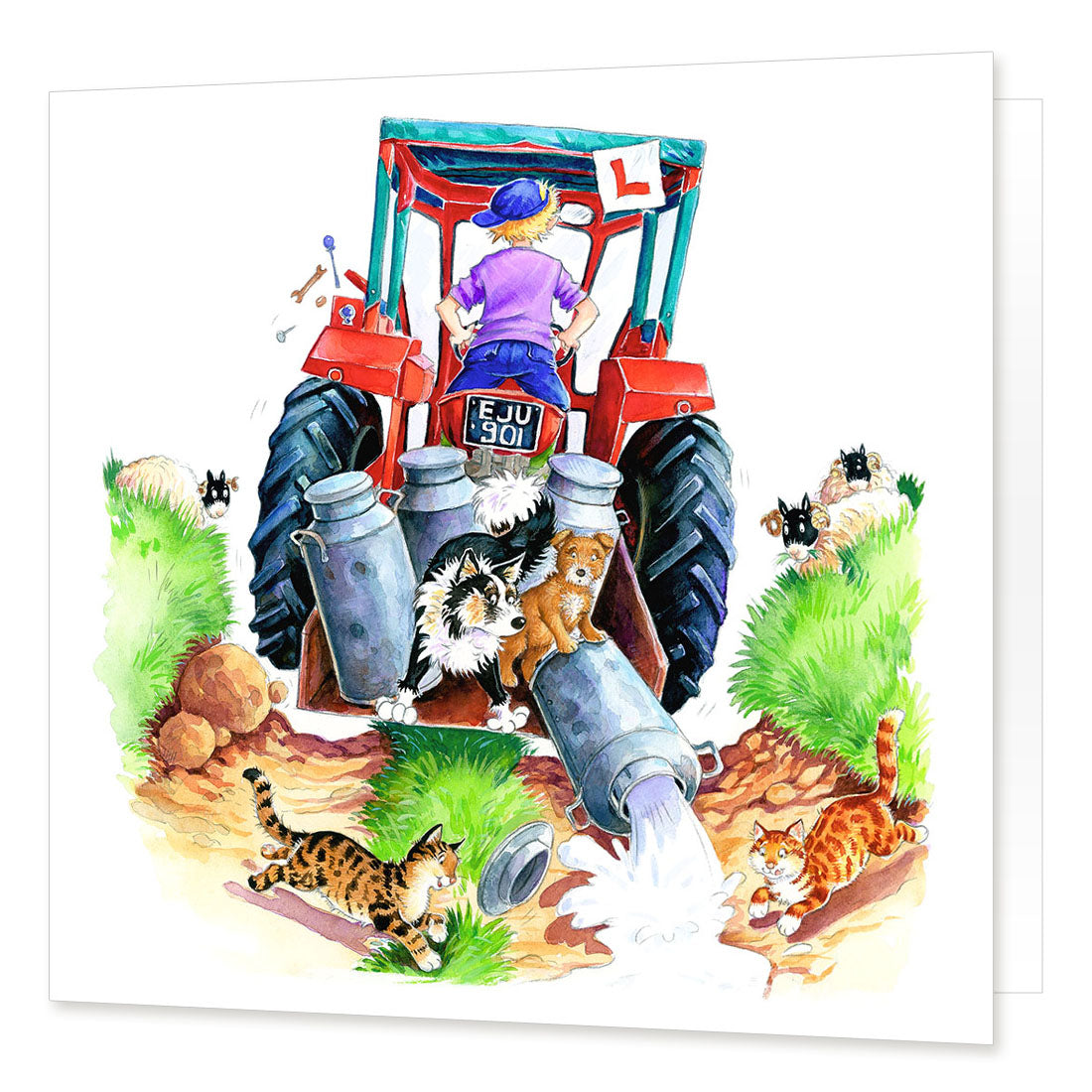 Country Comicals "The Milk Bar" Greetings Card by Linda Birkinshaw