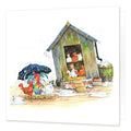 Country Comicals "Clucking In The Rain" Greetings Card by Linda Birkinshaw