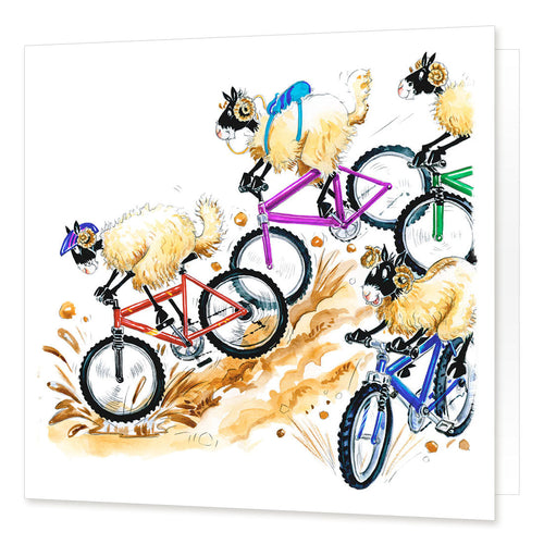Country Comicals "Woolly Bikers" Greetings Card by Linda Birkinshaw