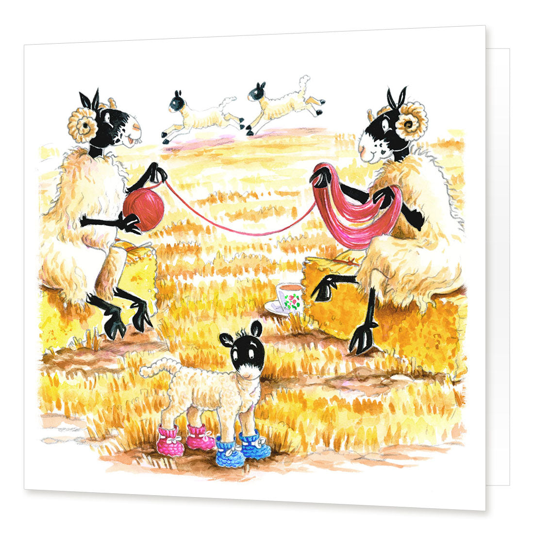 Country Comicals "Nursery Knitters" Greetings Card by Linda Birkinshaw