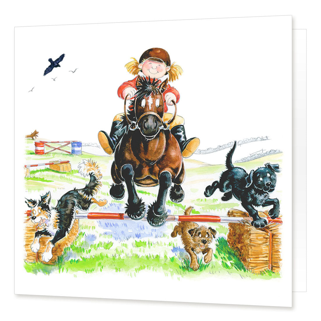 Country Comicals "Jump" Greetings Card by Linda Birkinshaw