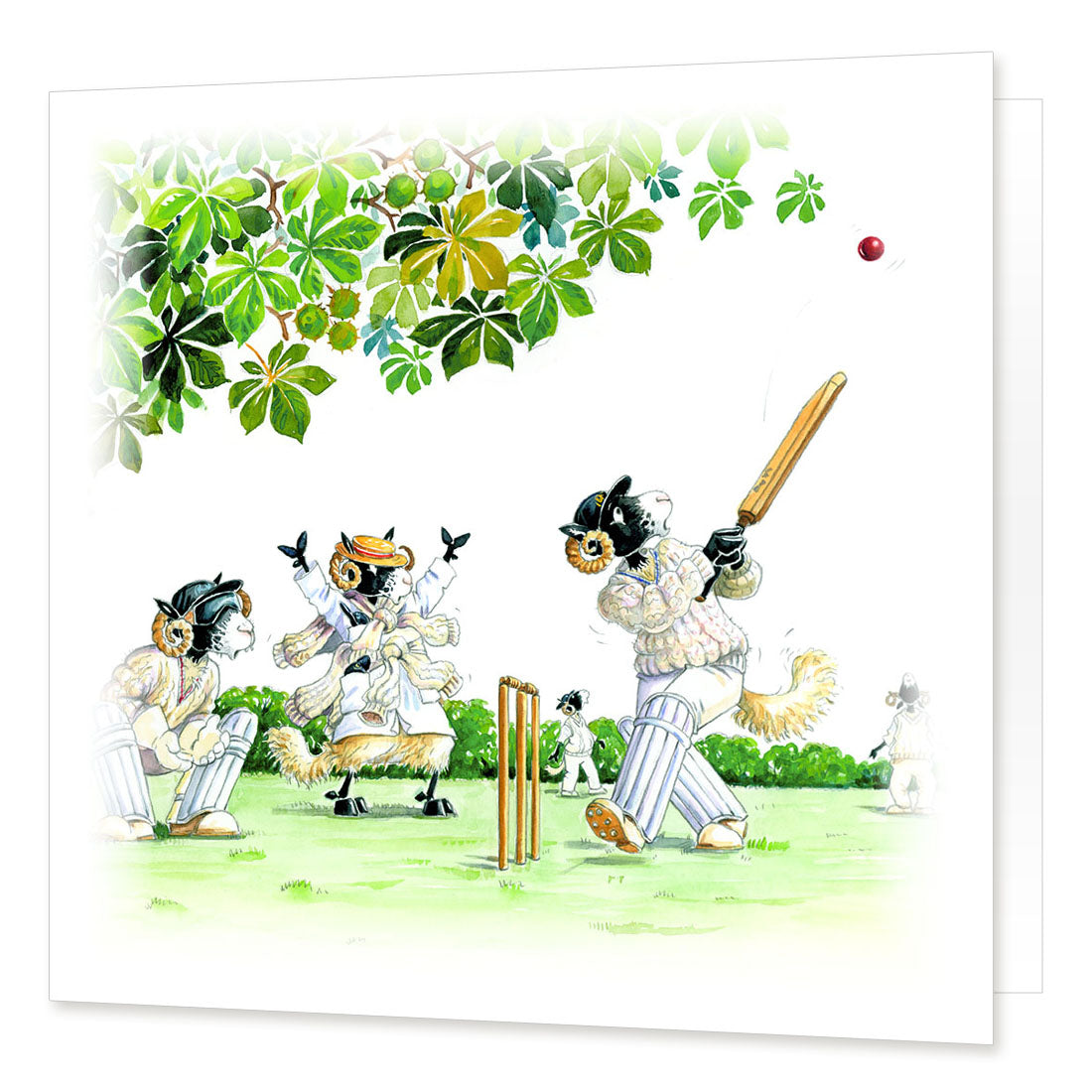 Country Comicals "Village Cricket" Greetings Card by Linda Birkinshaw