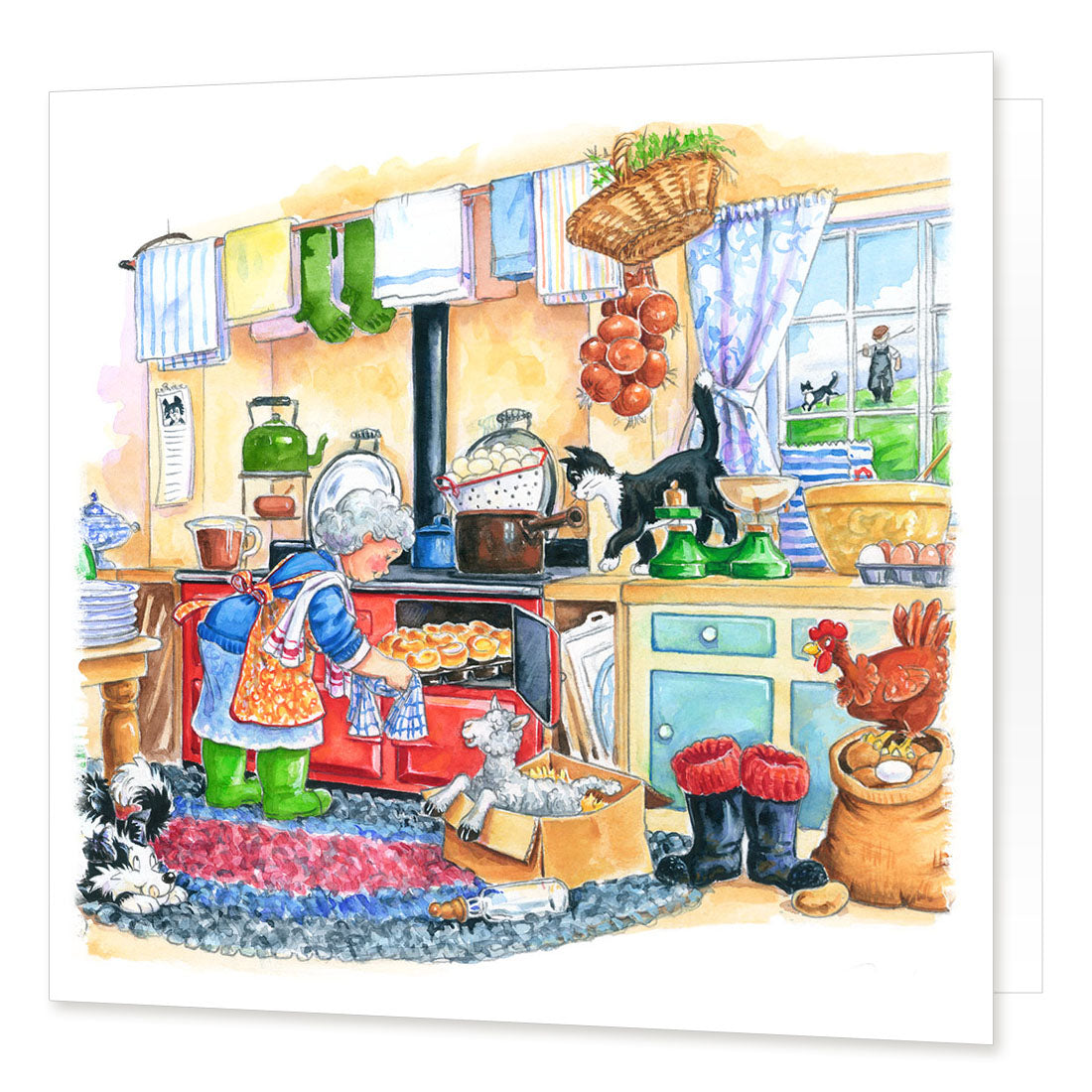 Country Comicals "Country Kitchen" Greetings Card by Linda Birkinshaw