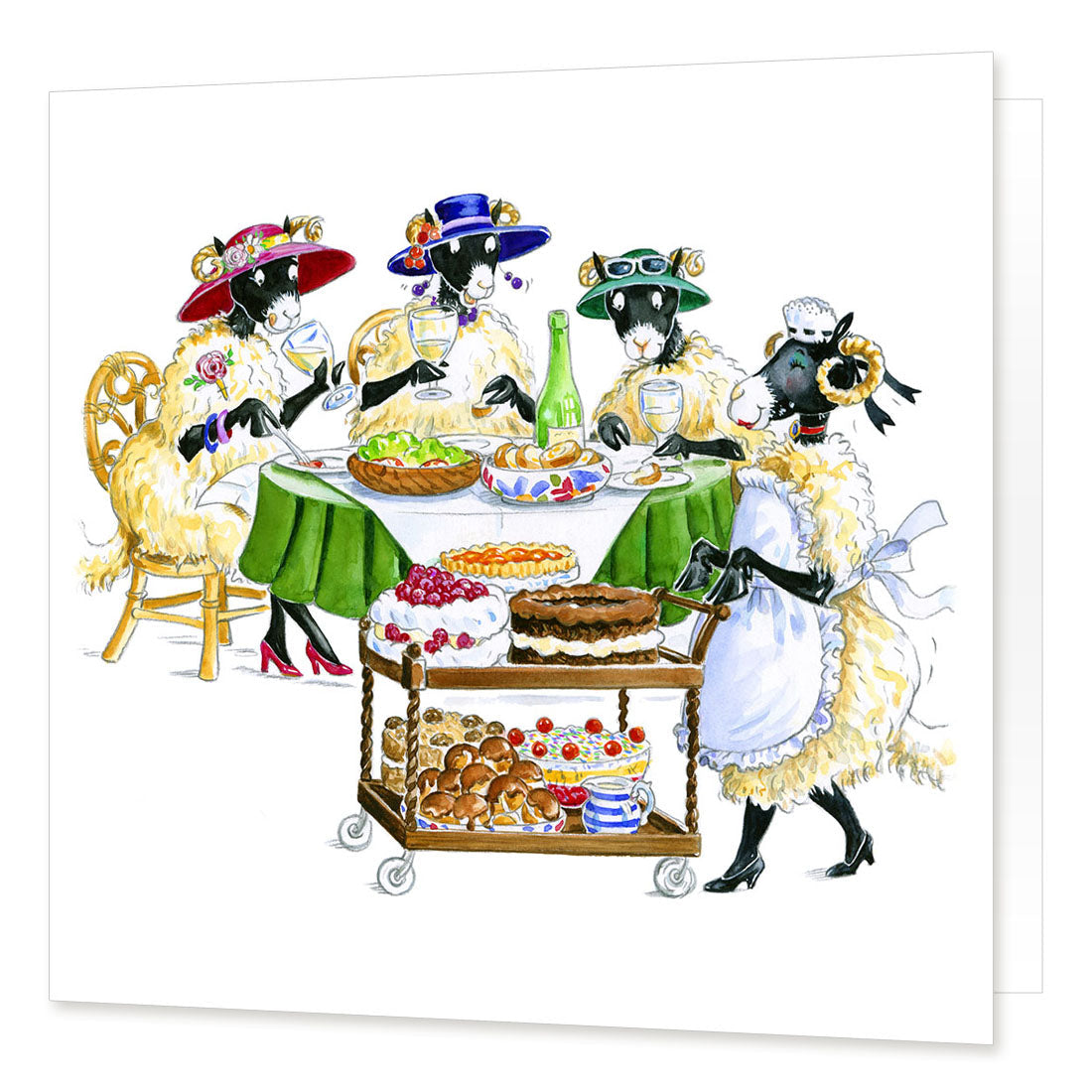 Country Comicals "Ladies Who Lunch" Greetings Card by Linda Birkinshaw