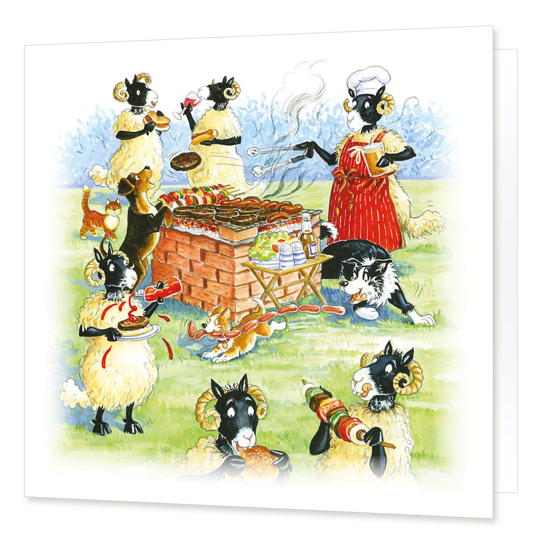 Country Comicals "Woolly BBQ" Greetings Card by Linda Birkinshaw