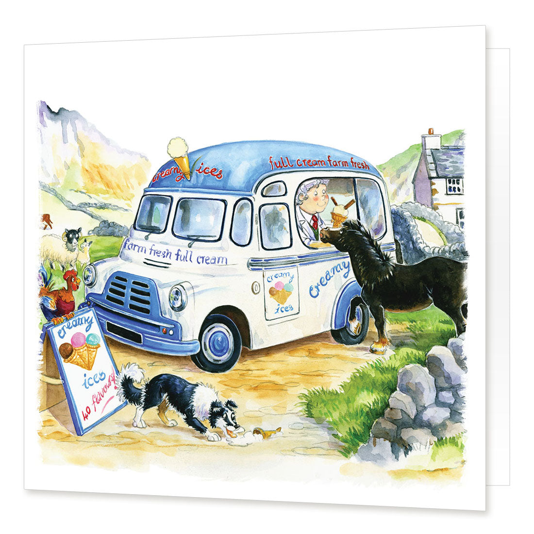 Country Comicals "Give Us A Lick" Greetings Card by Linda Birkinshaw